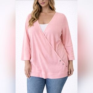 Simply Noelle Pink V-Neck Waffle Knit Top